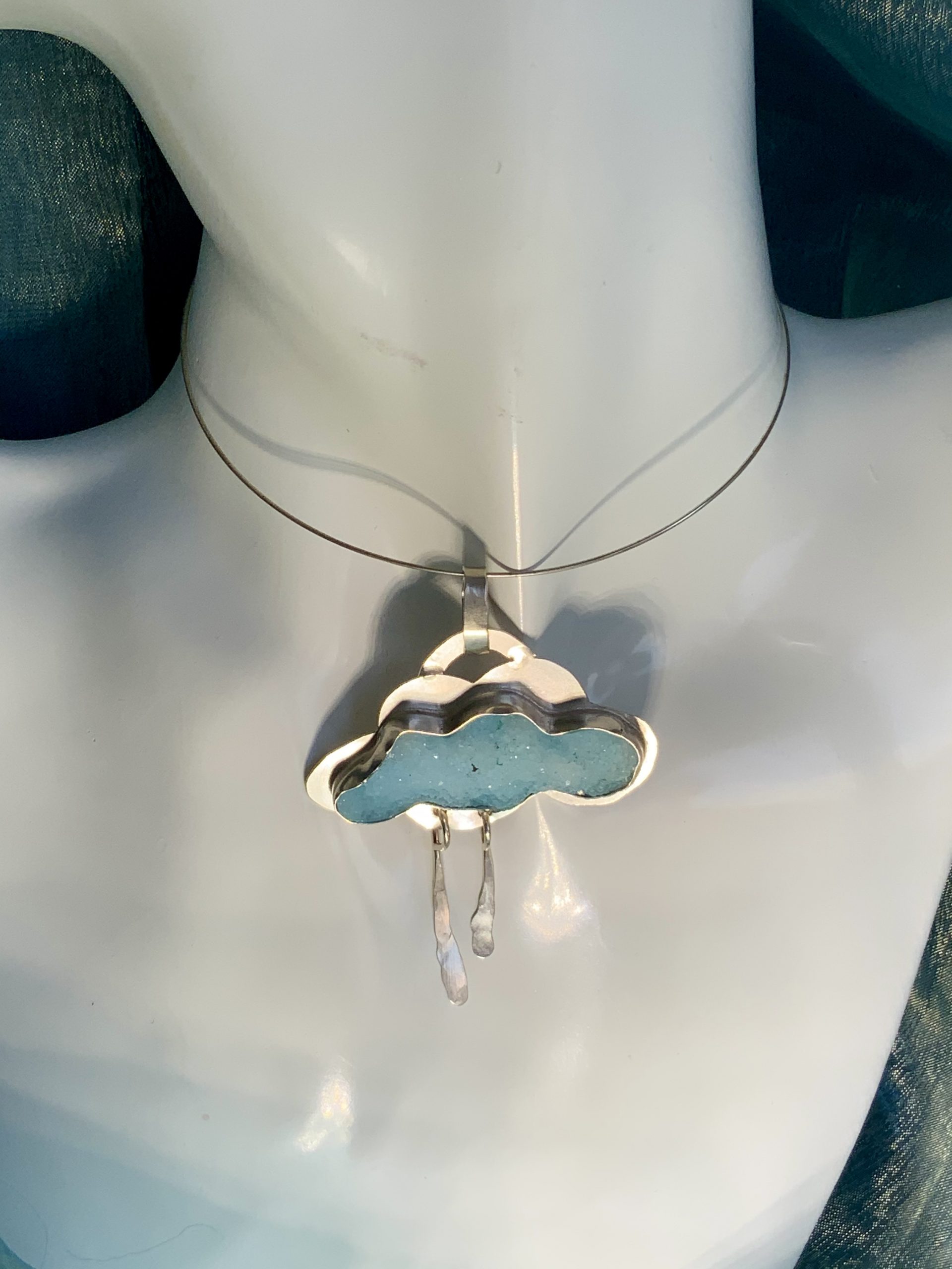 Little blue cloud Druzite Pendant